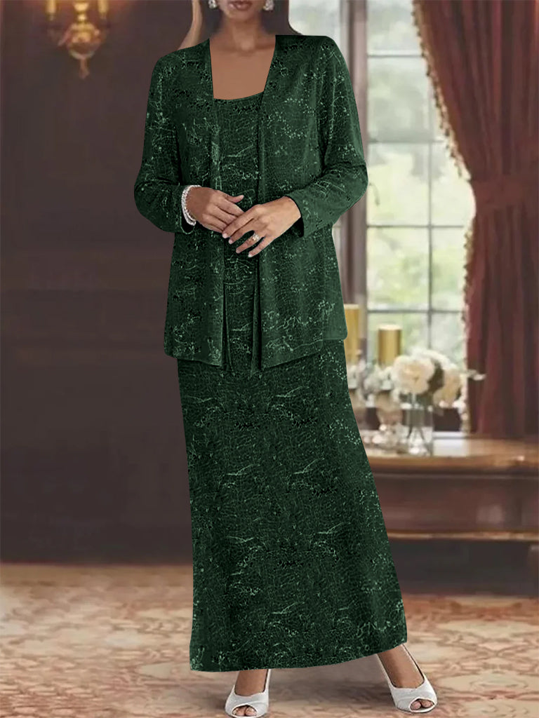 Chiffon Scoop Ankle Length Mother Of The Bride Dresses With Sequins Jacket