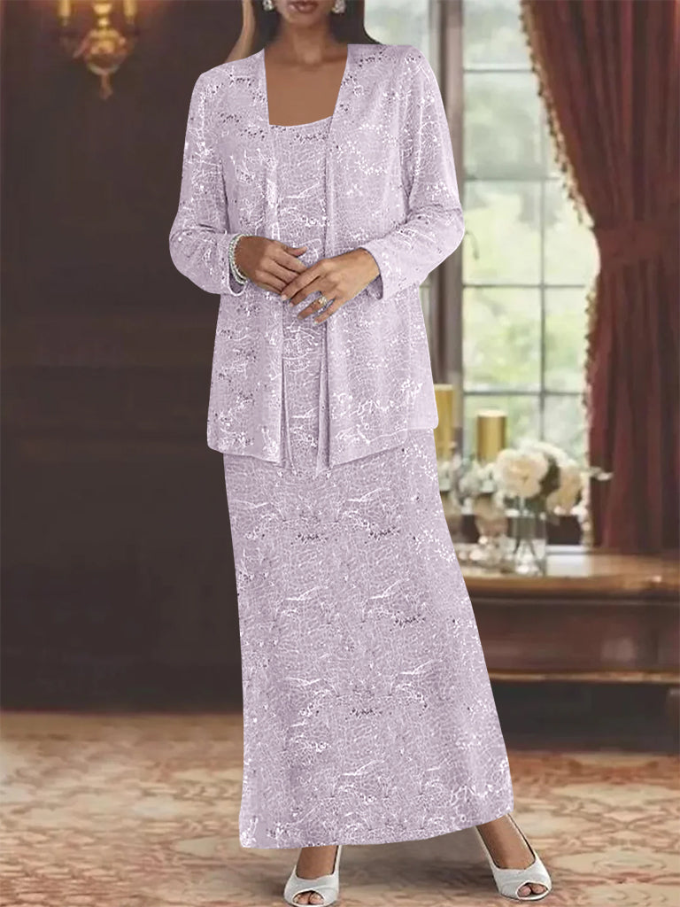 Chiffon Scoop Ankle Length Mother Of The Bride Dresses With Sequins Jacket