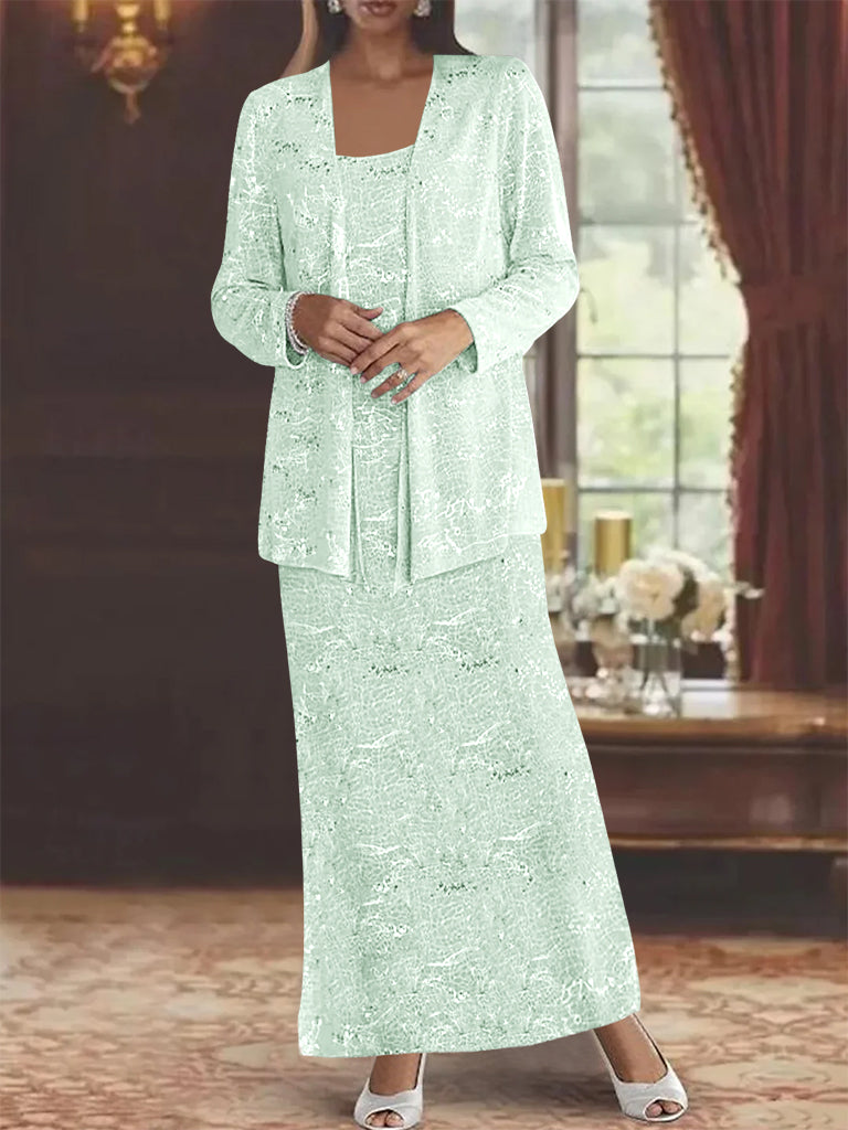 Chiffon Scoop Ankle Length Mother Of The Bride Dresses With Sequins Jacket