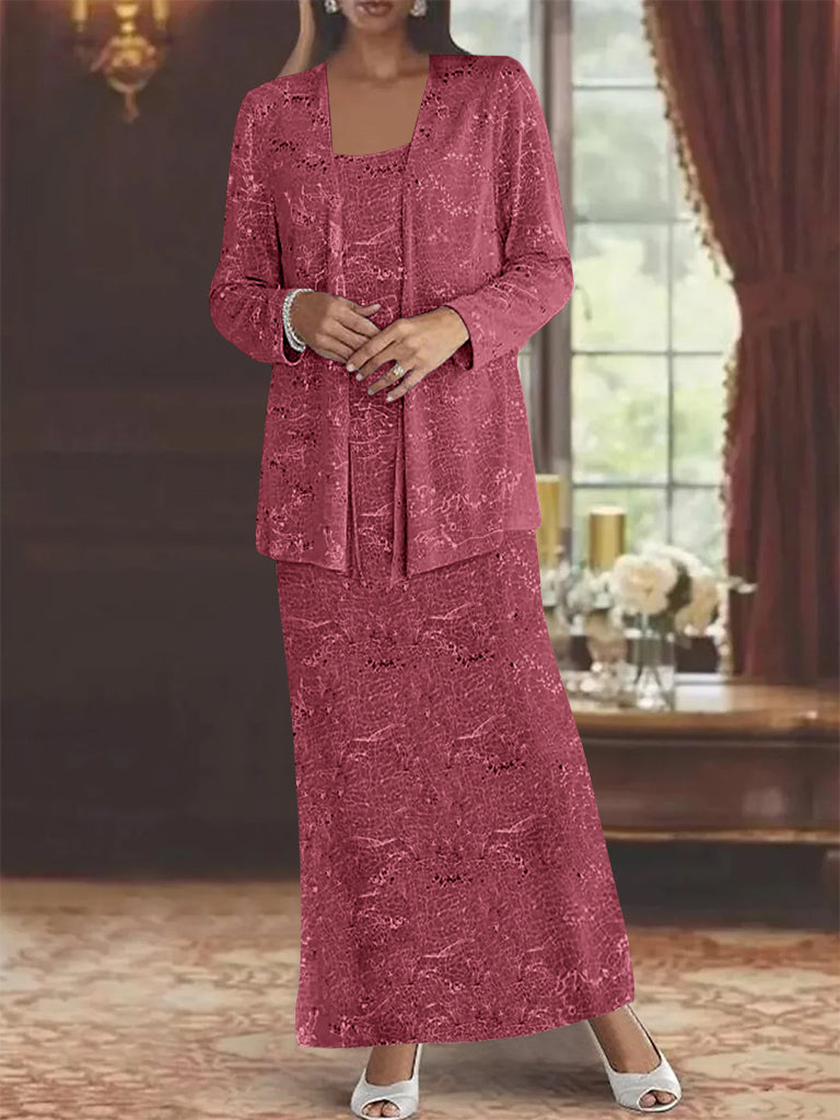 Chiffon Scoop Ankle Length Mother Of The Bride Dresses With Sequins Jacket