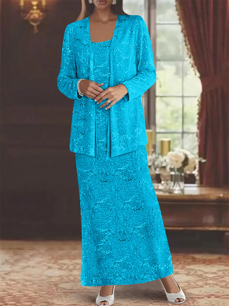 Chiffon Scoop Ankle Length Mother Of The Bride Dresses With Sequins Jacket