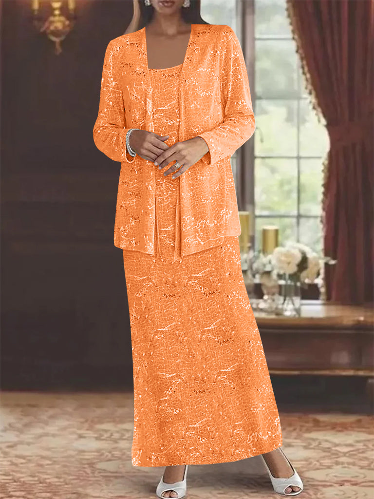 Chiffon Scoop Ankle Length Mother Of The Bride Dresses With Sequins Jacket