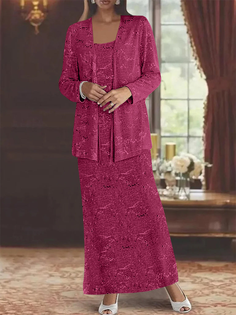 Chiffon Scoop Ankle Length Mother Of The Bride Dresses With Sequins Jacket