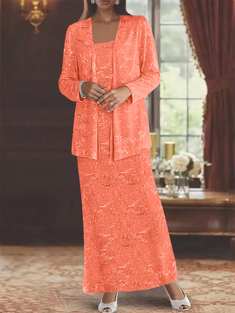 Chiffon Scoop Ankle Length Mother Of The Bride Dresses With Sequins Jacket