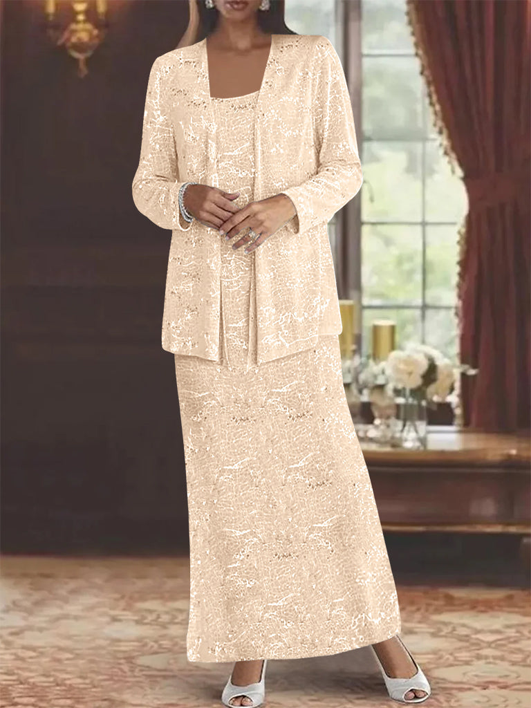 Chiffon Scoop Ankle Length Mother Of The Bride Dresses With Sequins Jacket