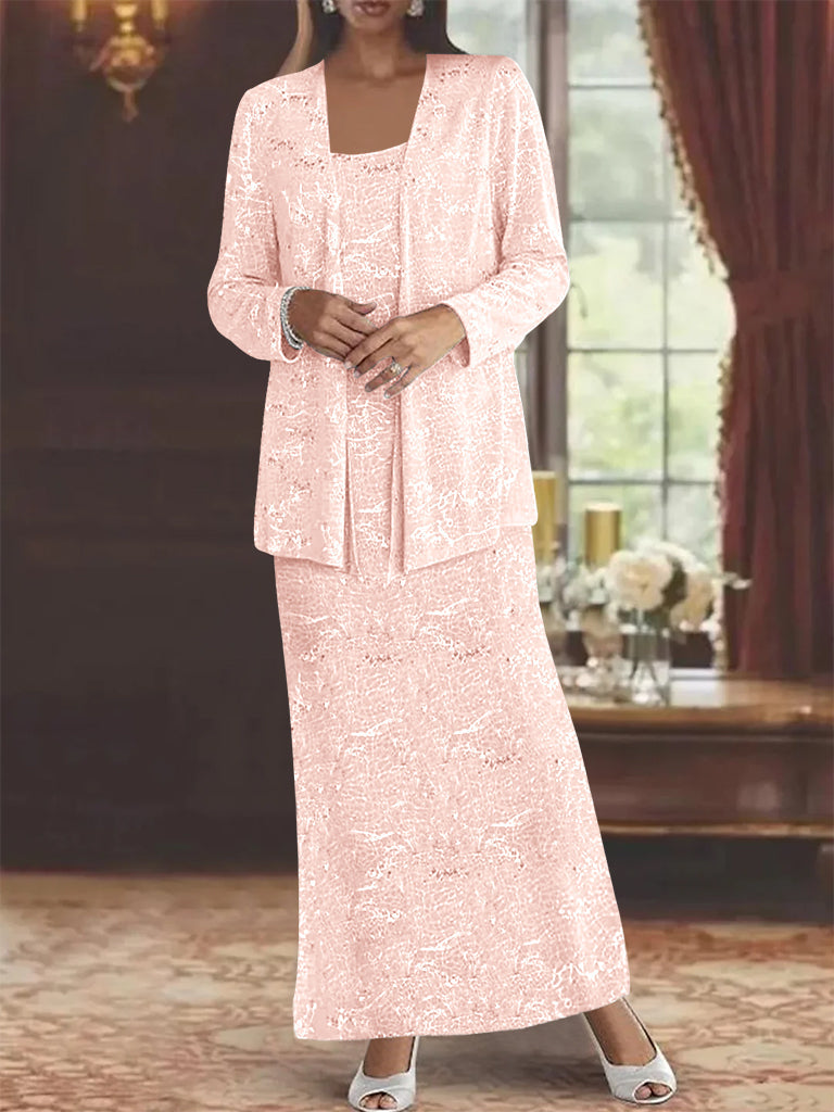 Chiffon Scoop Ankle Length Mother Of The Bride Dresses With Sequins Jacket