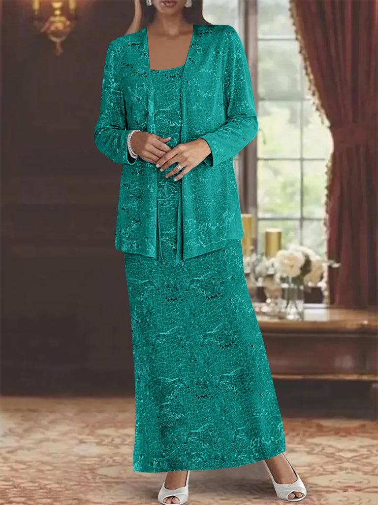 Chiffon Scoop Ankle Length Mother Of The Bride Dresses With Sequins Jacket