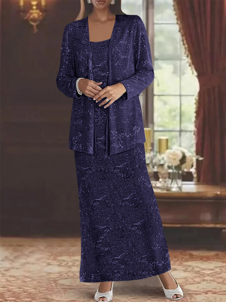 Chiffon Scoop Ankle Length Mother Of The Bride Dresses With Sequins Jacket