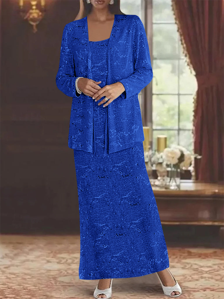 Chiffon Scoop Ankle Length Mother Of The Bride Dresses With Sequins Jacket