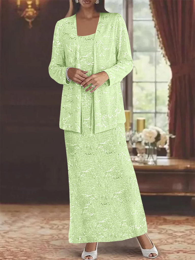 Chiffon Scoop Ankle Length Mother Of The Bride Dresses With Sequins Jacket