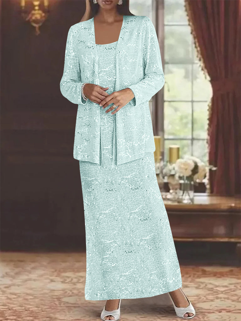 Chiffon Scoop Ankle Length Mother Of The Bride Dresses With Sequins Jacket