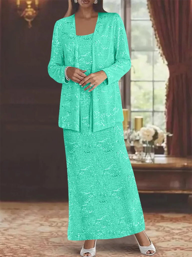 Chiffon Scoop Ankle Length Mother Of The Bride Dresses With Sequins Jacket