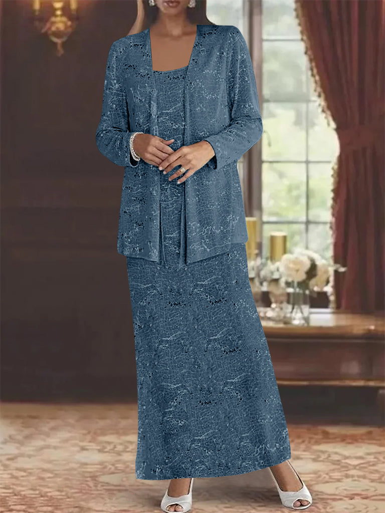 Chiffon Scoop Ankle Length Mother Of The Bride Dresses With Sequins Jacket