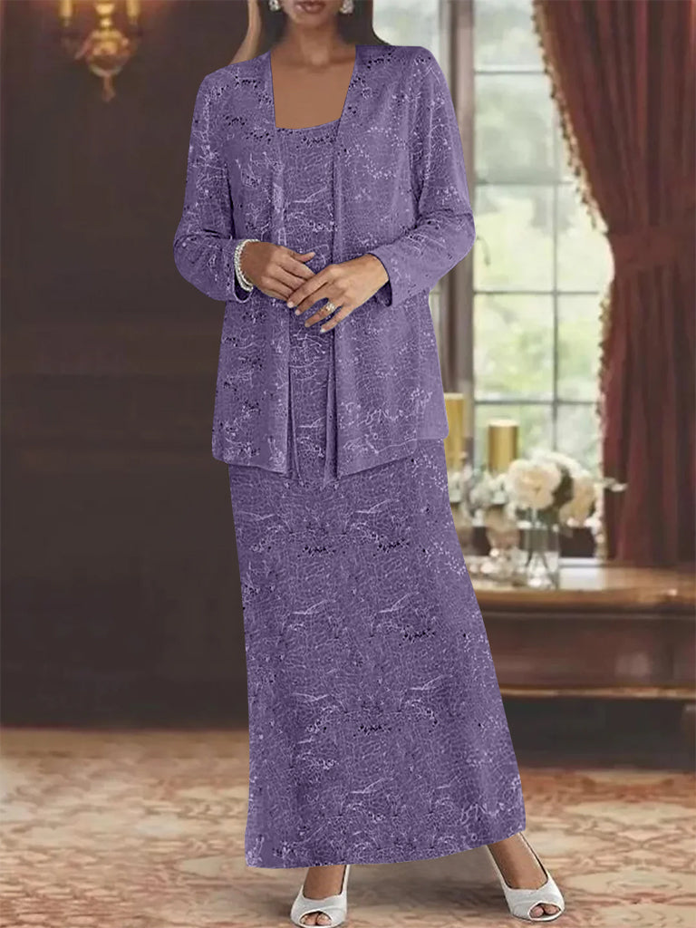 Chiffon Scoop Ankle Length Mother Of The Bride Dresses With Sequins Jacket