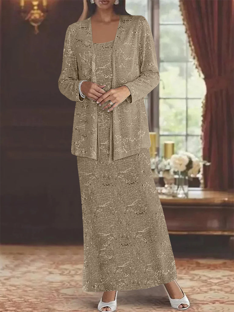 Chiffon Scoop Ankle Length Mother Of The Bride Dresses With Sequins Jacket