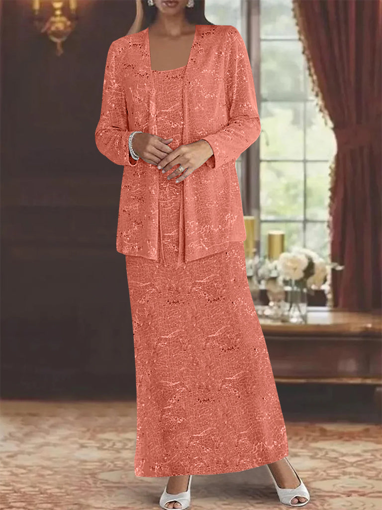 Chiffon Scoop Ankle Length Mother Of The Bride Dresses With Sequins Jacket