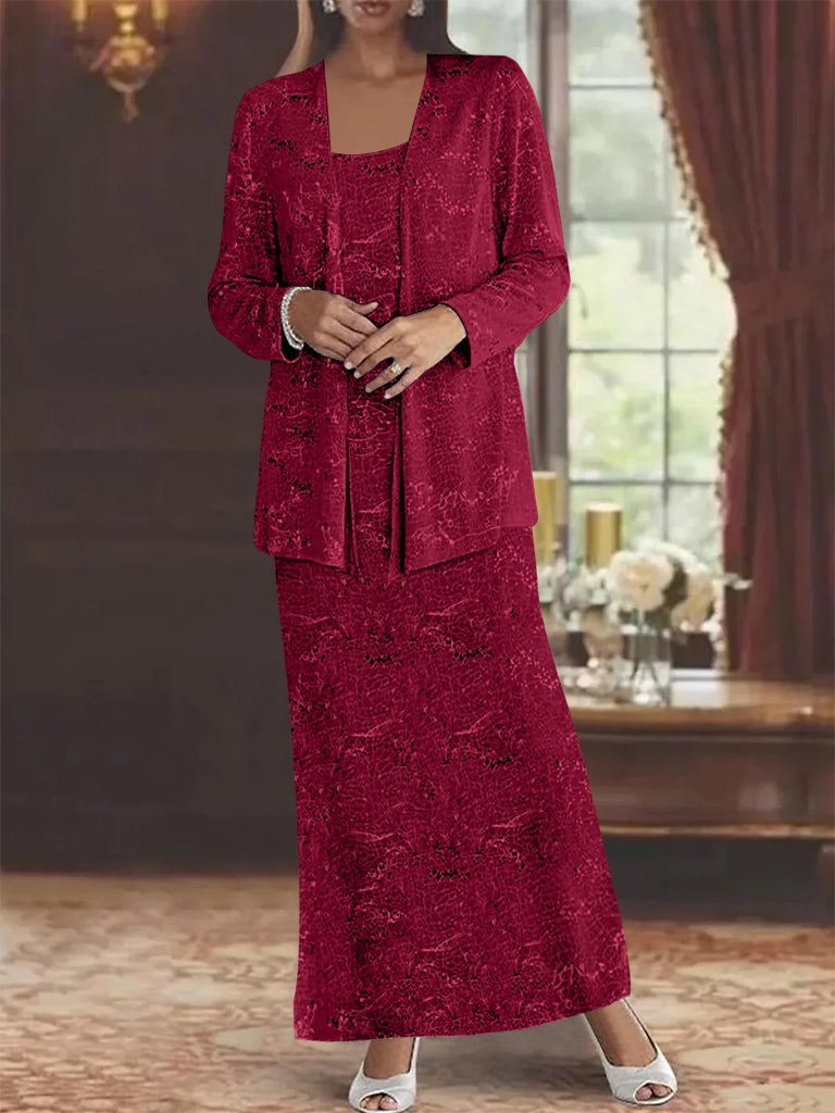 Chiffon Scoop Ankle Length Mother Of The Bride Dresses With Sequins Jacket