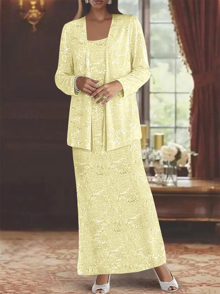 Chiffon Scoop Ankle Length Mother Of The Bride Dresses With Sequins Jacket