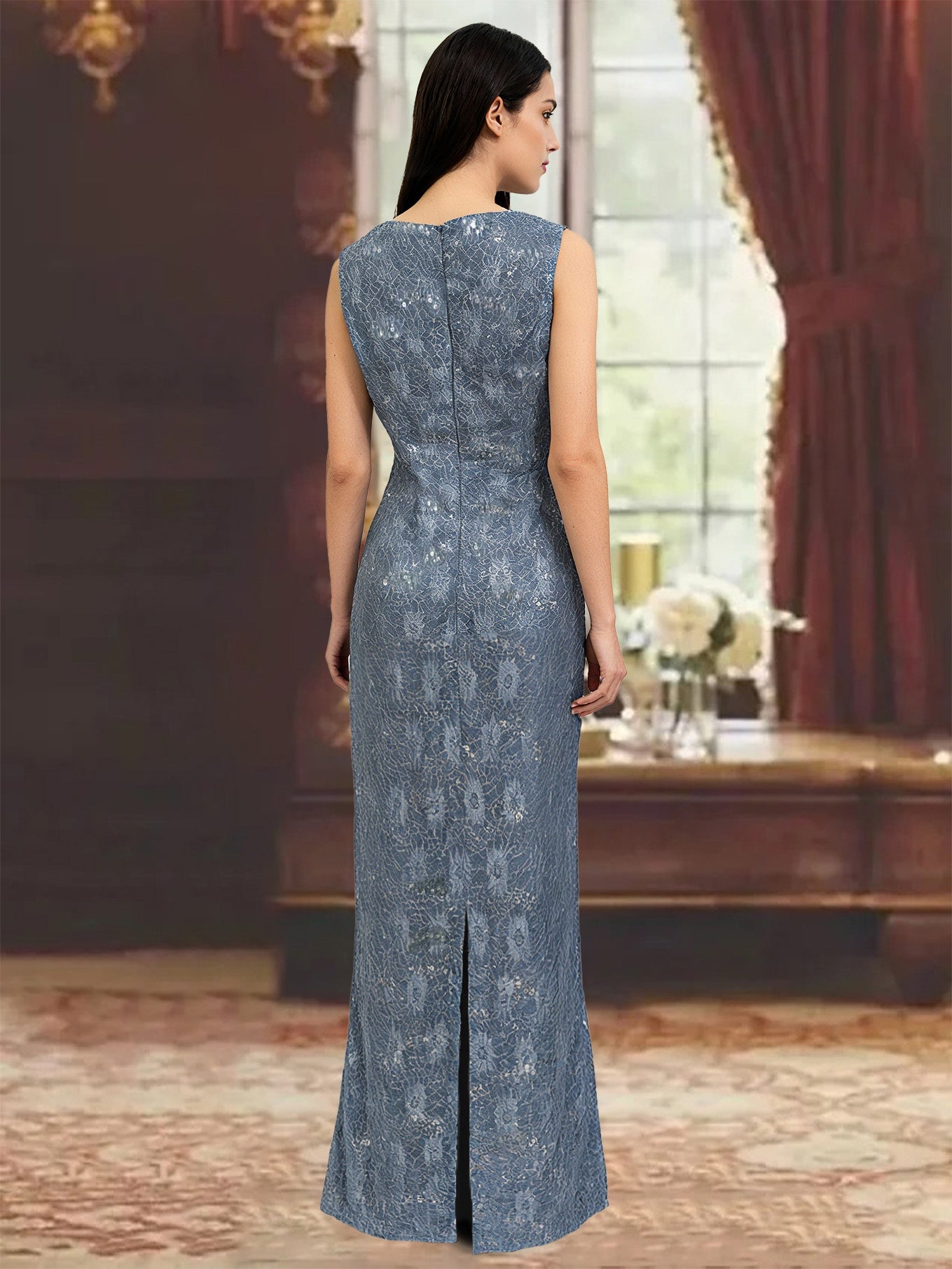 Chiffon Scoop Ankle Length Mother Of The Bride Dresses With Sequins Jacket