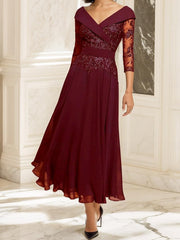 A Line Princess Sweetheart Half Sleeves Ankle Length Mother Of The Bride Dresses With Lace
