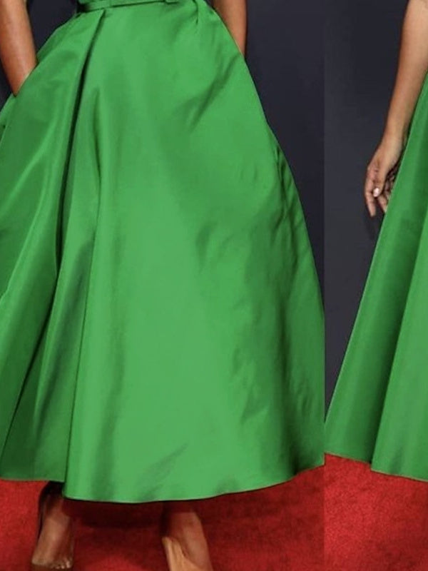 A Line Sleeveless Off Shoulder Ankle Length Ruched Mother Of The Bride Dresses