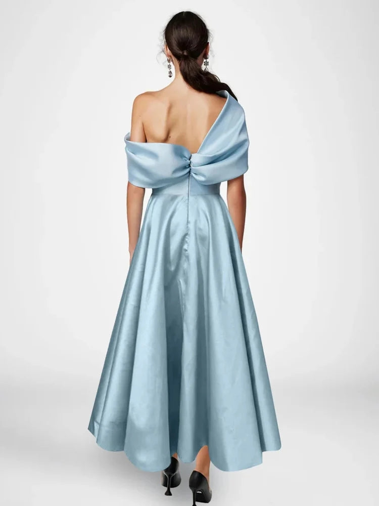 A Line Princess Off The Shoulder Sleeveless Ankle Length Plus Size Mother Of The Bride Dresses With Ruffles Bowknot