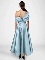 A Line Princess Off The Shoulder Sleeveless Ankle Length Plus Size Mother Of The Bride Dresses With Ruffles Bowknot
