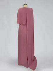 Sheath Column Cowl Neck Sleeveless Floor Length Mother Of The Bride Dresses With Flower