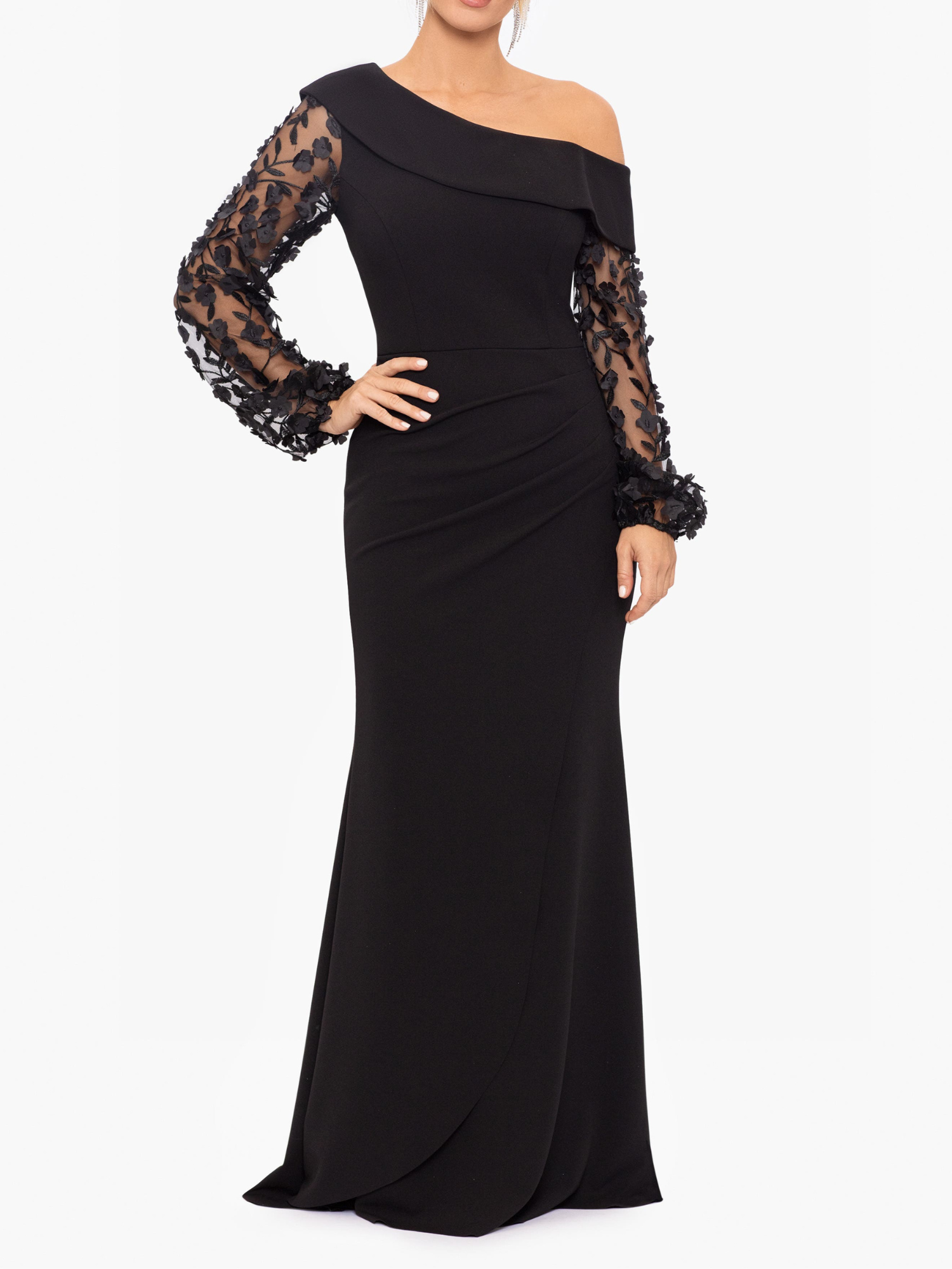 Mermaid Trumpet One Shoulder Floor Length Mother Of The Bride Groom Dresses With Applique