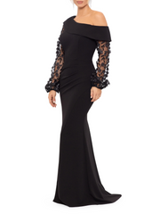 Mermaid Trumpet One Shoulder Floor Length Mother Of The Bride Groom Dresses With Applique