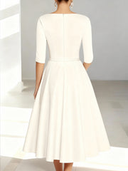 A Line Princess Half Sleeves Ankle Length Mother Of The Bride Dresses Groom With Pockets