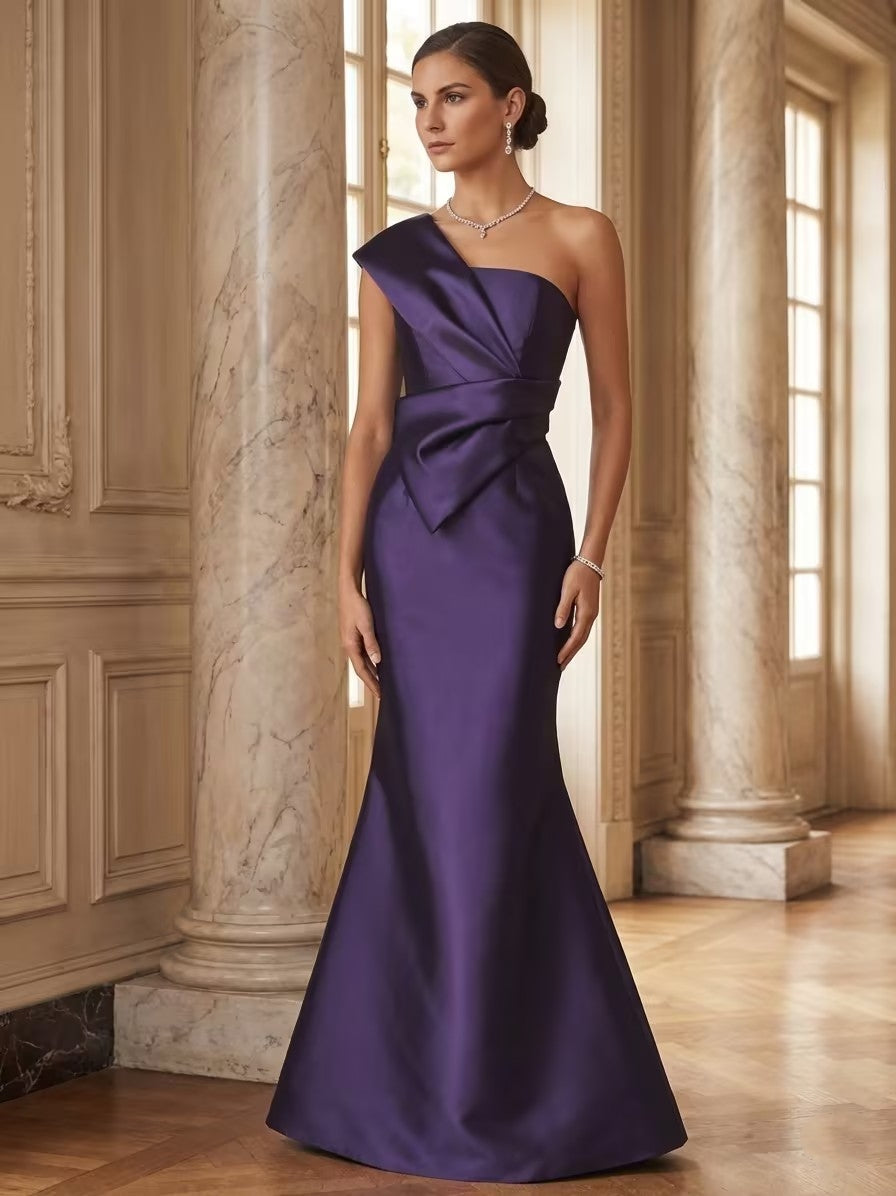 Trumpet Mermaid One Shoulder Sleeveless Floor Length Mother Of The Bride Dresses