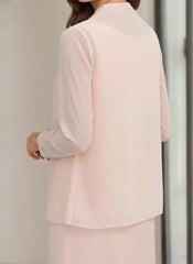 Sheath Column Jewel Neck Tea Length Mother Of The Bride Dresses With Jacket Beading