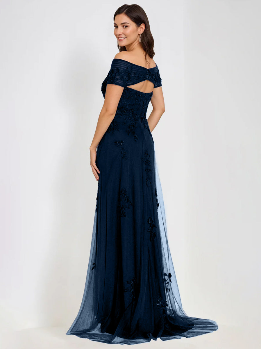 A Line Off The Shoulder Sleeveless Mother Of The Bride Groom Dresses With Appliques
