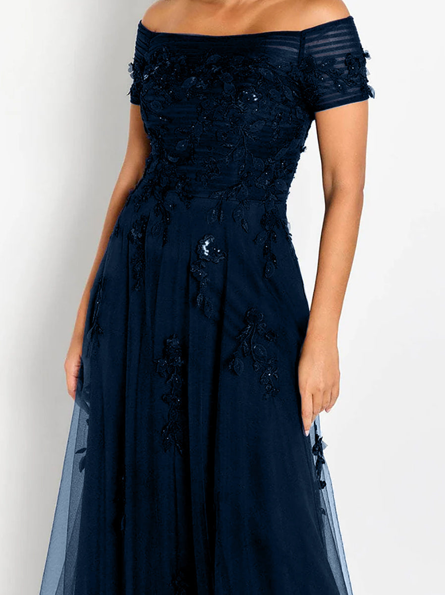 A Line Off The Shoulder Sleeveless Mother Of The Bride Groom Dresses With Appliques