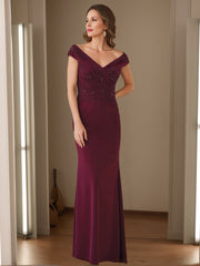 Sheath Column V Neck Sleeveless Mother Of The Bride Dresses With Appliques