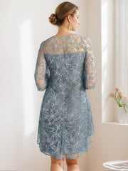 A Line Princess Scoop Neck Knee Length Mother Of The Bride Dresses With Appliques