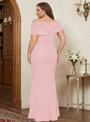 Sheath Column Off The Shoulder Asymmetrical Plus Size Mother Of The Bride Dresses With Ruffles