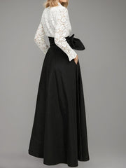 A Line Princess Shirt Collar Long Sleeves Floor Length Mother Of The Bride Dresses With Bow