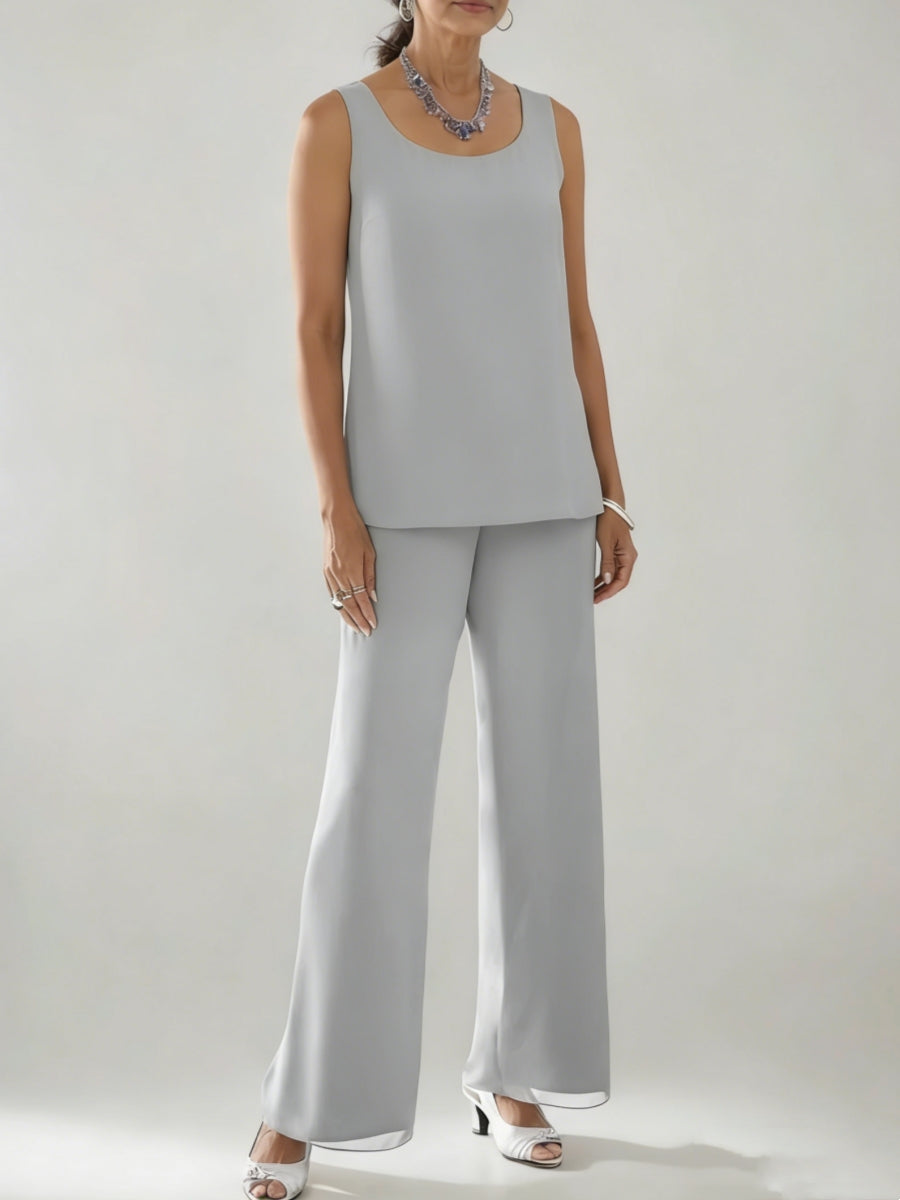 3 Pieces Scoop Neck 3 4 Sleeves Ankle Length Mother Of The Bride Pantsuits With Lace Sequins Jacket