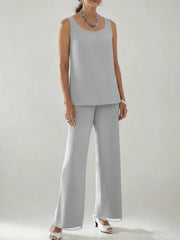 3 Pieces Scoop Neck 3 4 Sleeves Ankle Length Mother Of The Bride Pantsuits With Lace Sequins Jacket