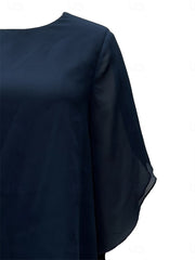 2 Pieces Scoop 1 2 Sleeves Ankle Length Asymmetrical Mother Of The Bride Pantsuits With Button
