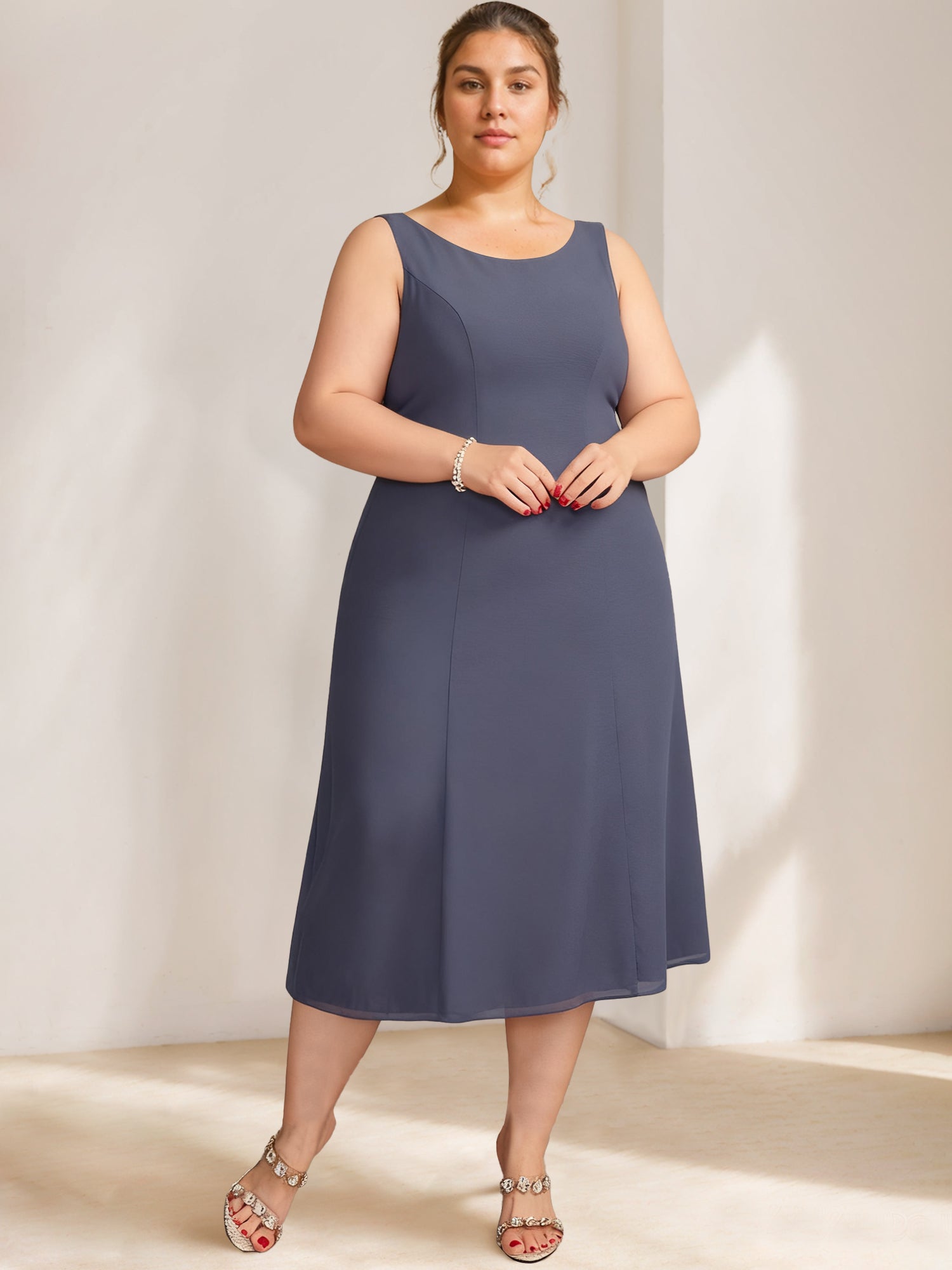 A Line Princess Scoop Plus Size Mother Of The Bride Dresses Chiffon With Lace Wrap Jacket
