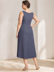 A Line Princess Scoop Plus Size Mother Of The Bride Dresses Chiffon With Lace Wrap Jacket