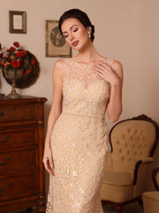 2 Pieces Sheath Column Lace Mother Of The Bride Dresses With Shawl Scoop Beading Sleeveless Floor Length