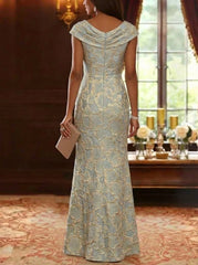 Sheath Column Cowl Neck Jacquard Mother Of The Bride Dresses Floral Floor Length Sleeveless