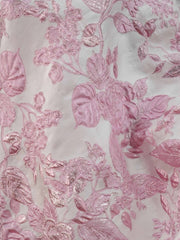 A Line Princess V Neck Jacquard Mother Of The Bride Dresses Floral Tea Length Half Sleeves Ruffles