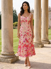A Line Princess Scoop Stretch Satin Mother Of The Bride Dresses With Jacket Lace Embroidery Floral Tea Length 3 4 Sleeves