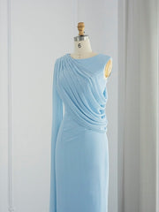 Sheath Column Sweep Brush Train Sleeveless Cowl Neck Evening Dresses Chiffon With Feather Ruched Slit