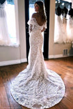 Mermaid Lace Long Sleeves Elegant Wedding Dress